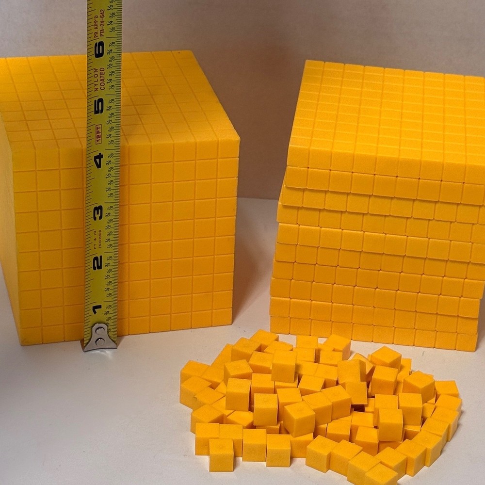 Base Ten Blocks Math Manipulatives Set Yellow Plastic Place Value Set