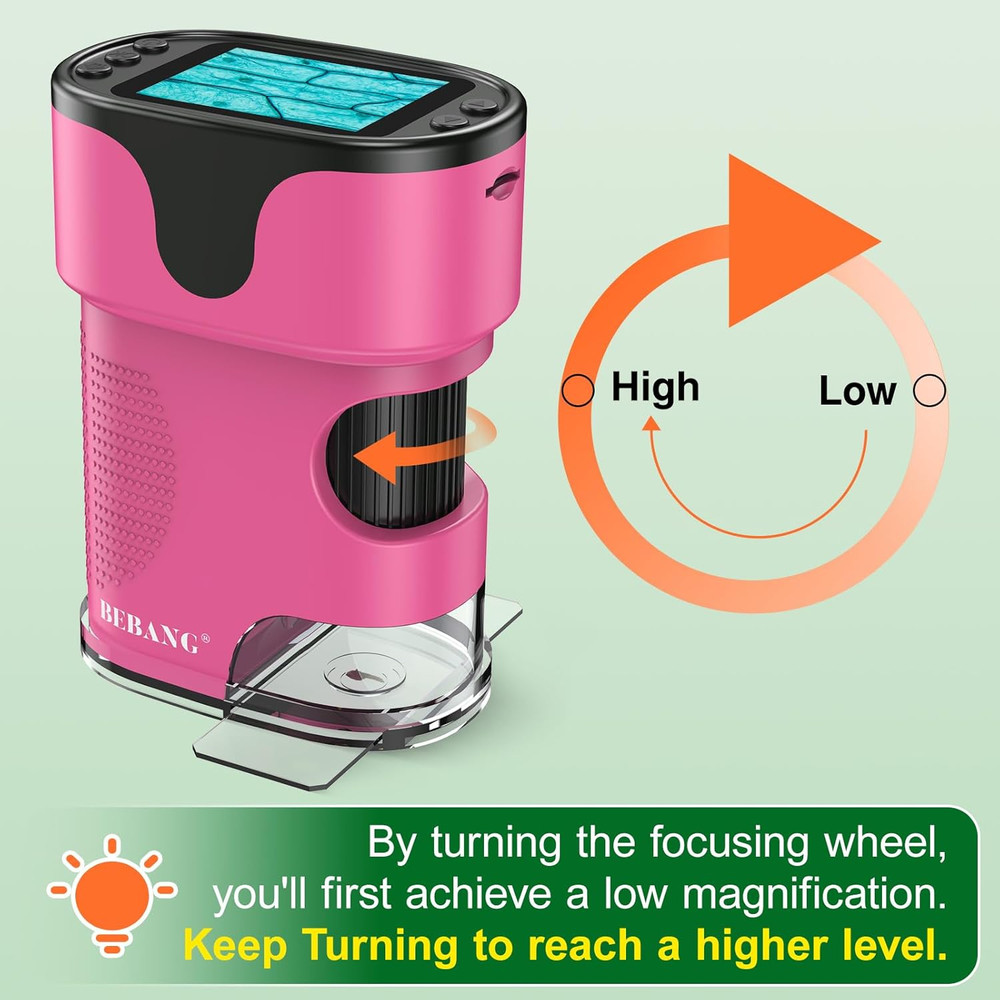 1000X Handheld Microscope for Kids 4K 2.0" Screen Rechargeable Mini