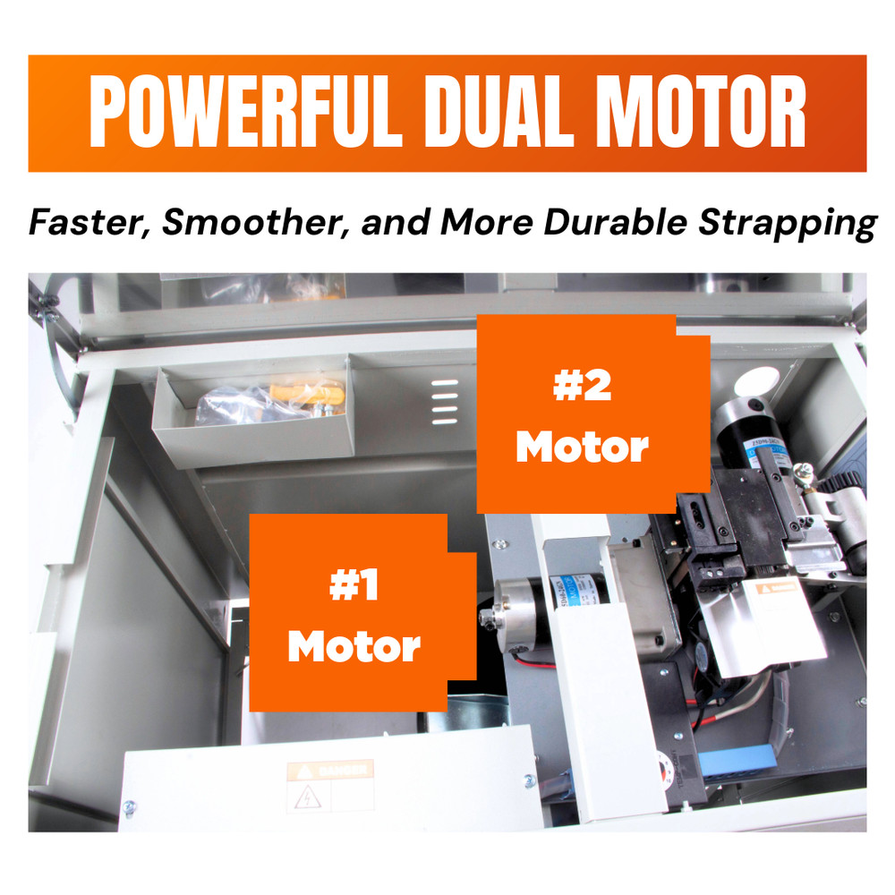 Dual Motor Tabletop Semi-Automatic Strapping Machine for Banding Cardboard Boxes