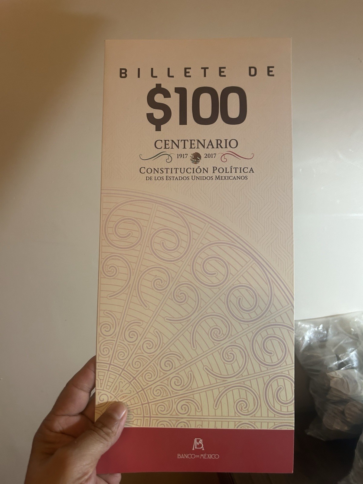 Tira Billetes 100 Pesos Constitución Con 5 Billetes UNC