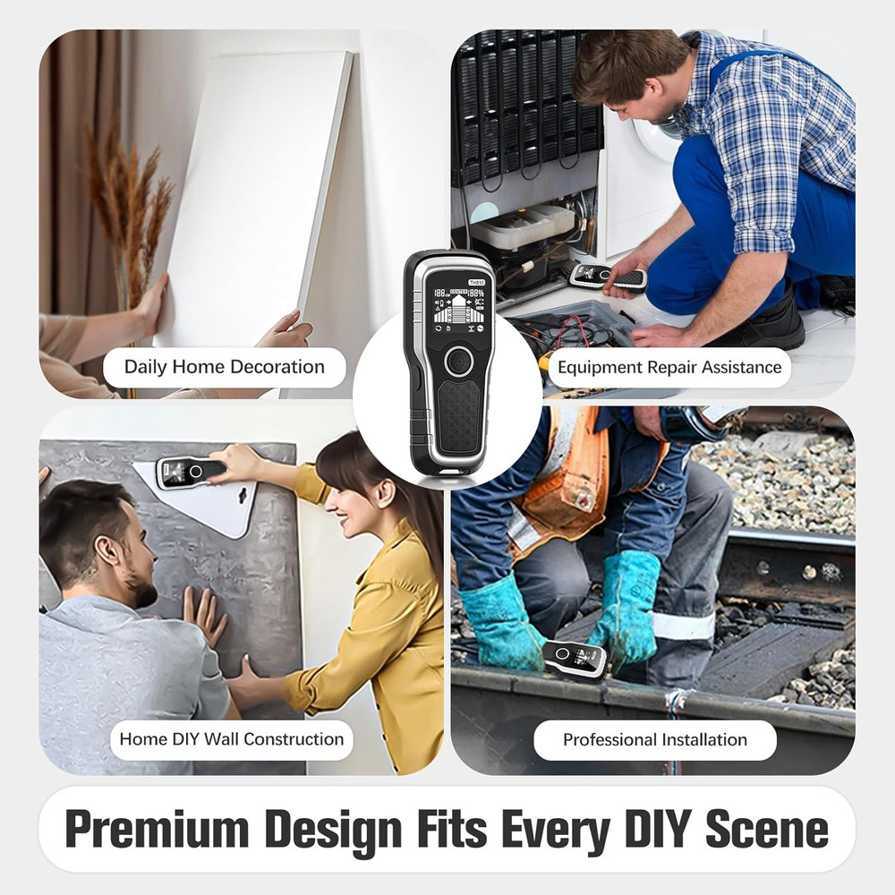 Stud Finder Wall Scanner - 6-In-1 Upgraded Multifunction Auto Detection with LCD