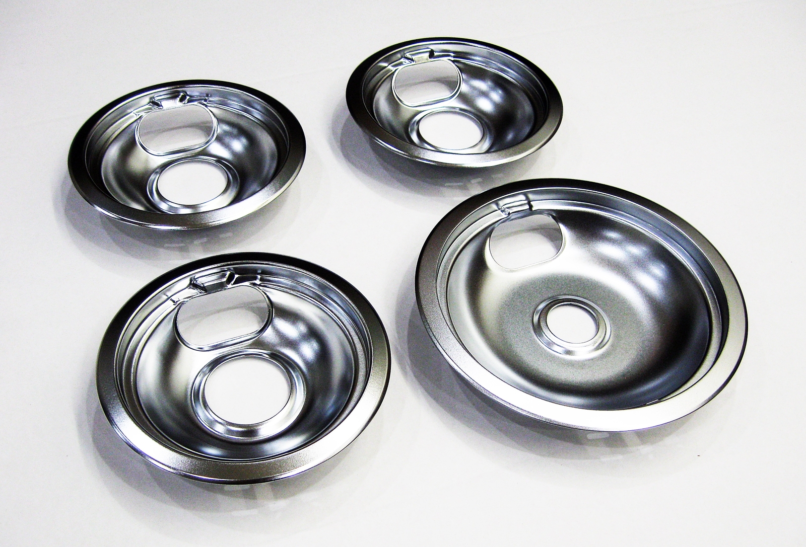 Range Burner Drip Bowl Set for Whirlpool 3 of W10196406 1 of W10196405 Chrome