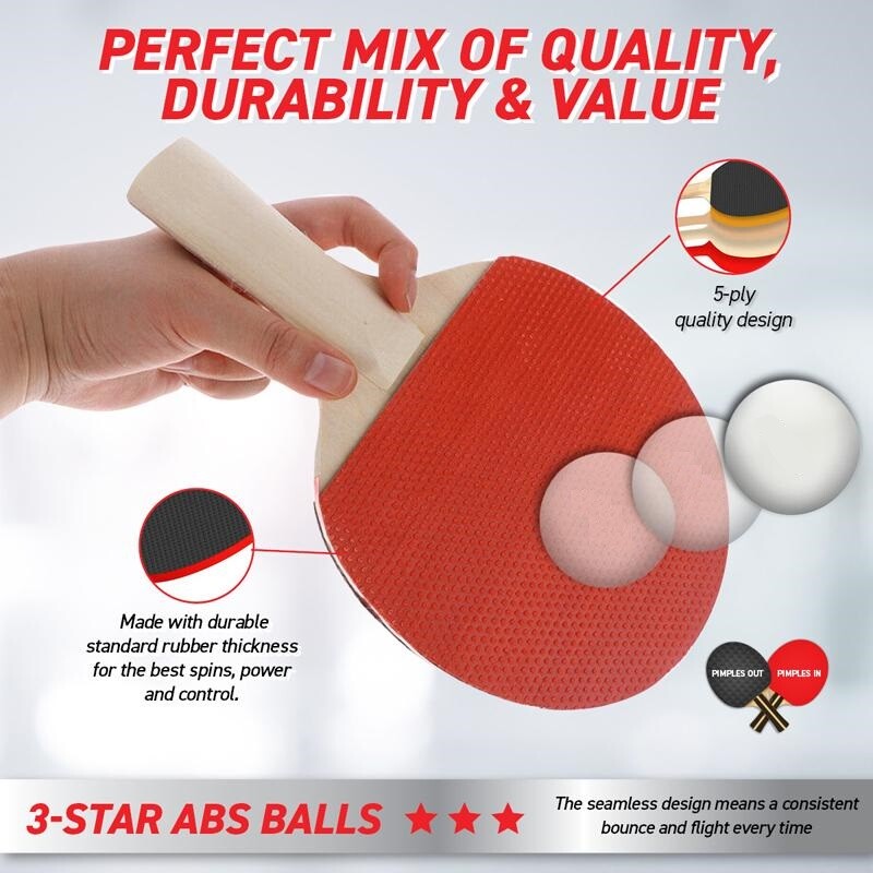 Table Tennis Net and Post Set with Extendable Mini Posts Portable Bats Balls New