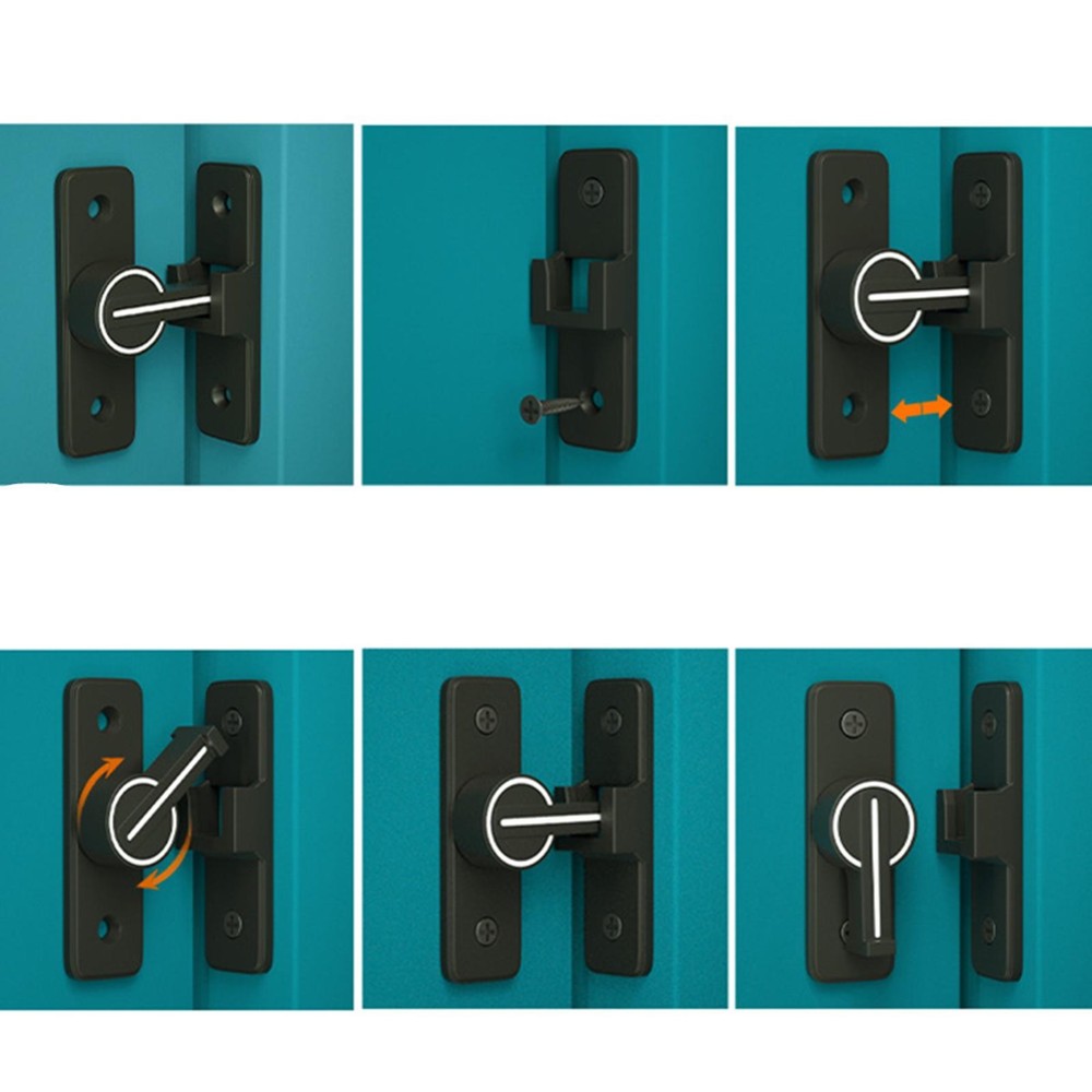90° Keyless Interior Door Bolt Luminous Surface-mounted Room Door Latch aa