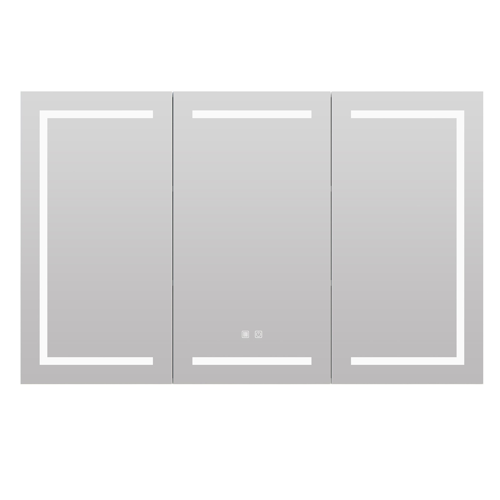 LED Lighted Medicine Cabinet 3 Doors Wall Mounted Bathroom Mirror with Storage