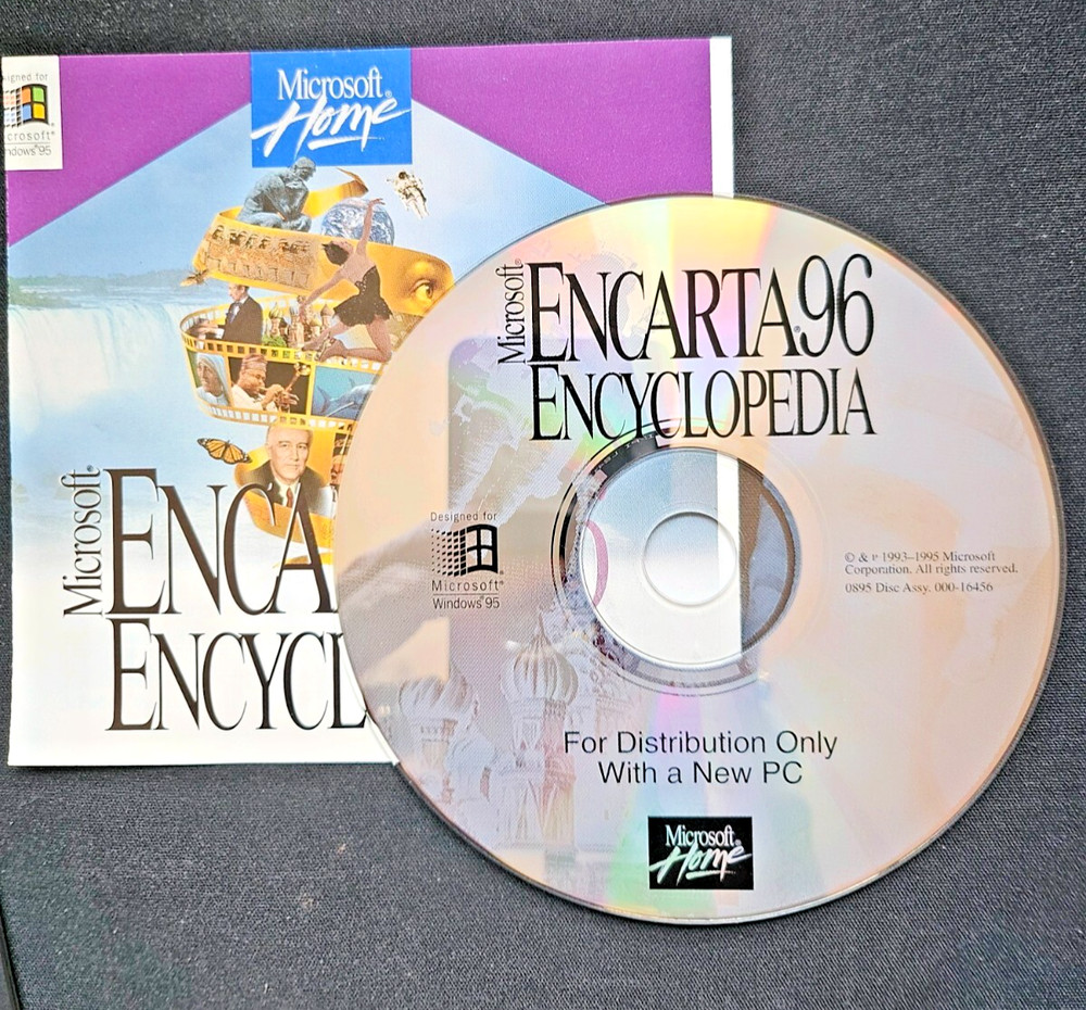 Vintage Microsoft Encarta 96 Encyclopedia PC CD-ROM Designed for Windows 95
