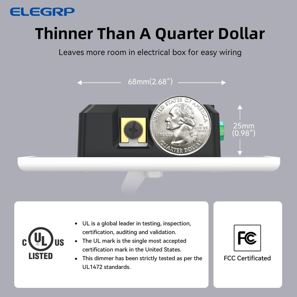 Digital Toggle Dimmer Switch for Dimmable LED, CFL and Incandescent Light Bul...