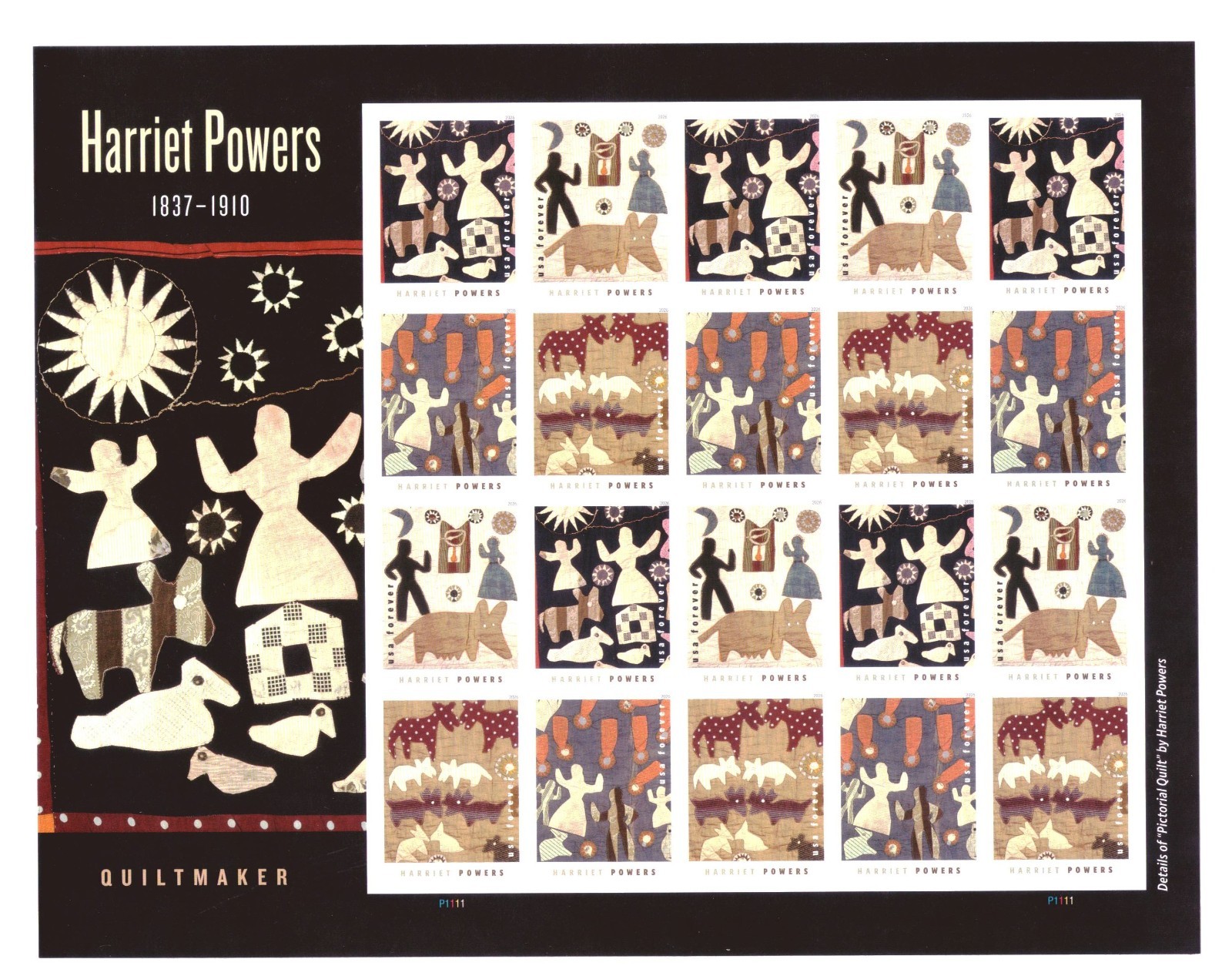 US - Pane of 20 - Sc# 6058a-61a - Harriet Powers - MNH