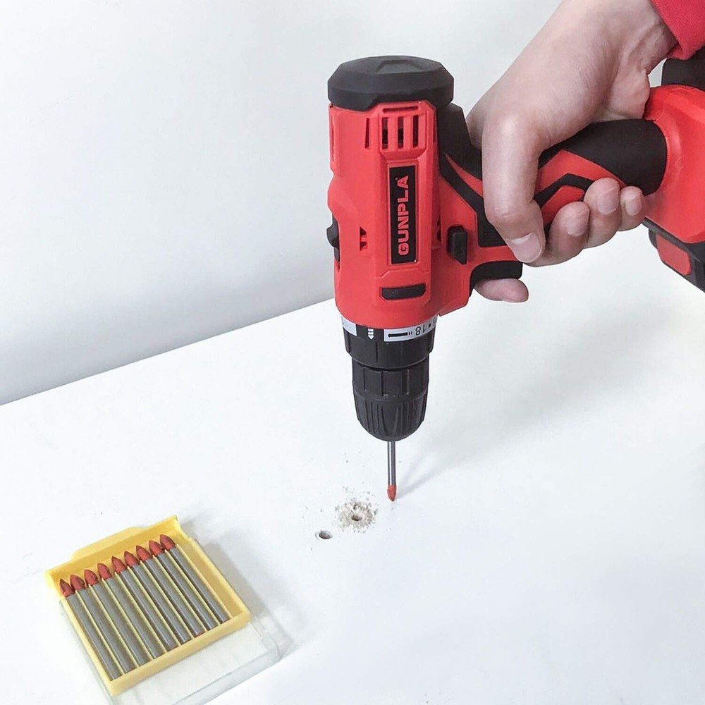 Gunpla 10Pcs Multi-Material Drill Bits Set, Cemented Carbide Masonry 8mm