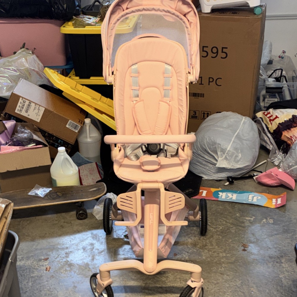 HaShow Q2 Pink Stroller Adjustable Handle Backrest Harness Storage Basket