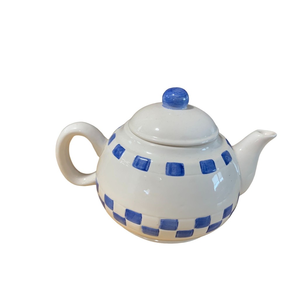 New Mini Teapot Fruit Ceramic 16 oz Blue White