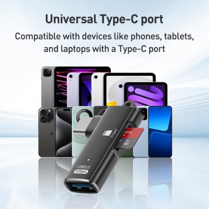 New 2 in1 Card Reader Type C USB 3.0 TF OTG Smart Memory Adapter Laptop Computer