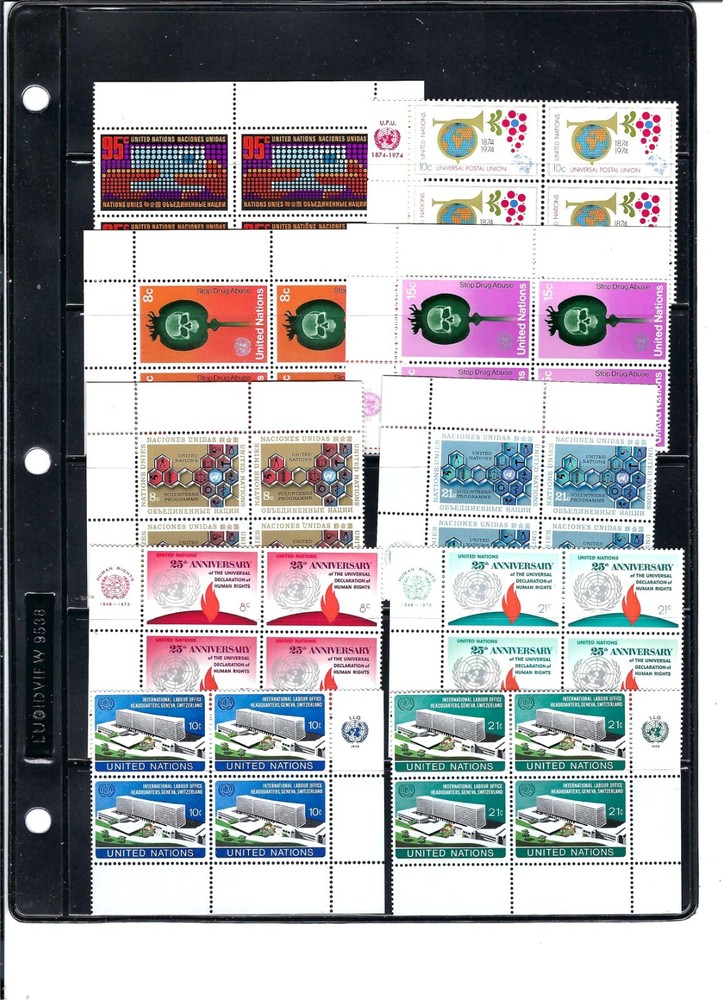 1970's Assorted Inscription Blocks of 4 - Mint LIGHT Hinged Condition (2123)