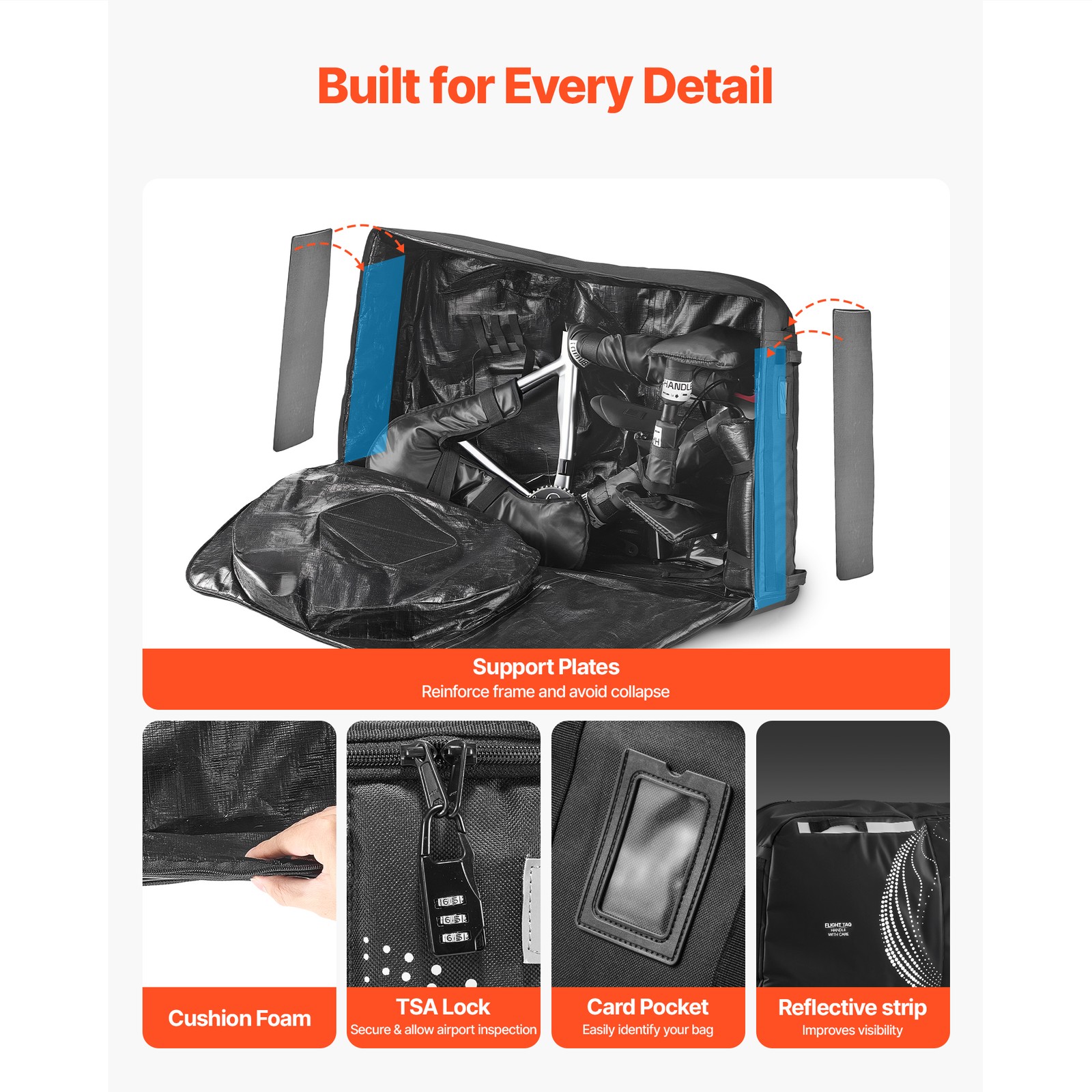 Uimoso Bike Travel Bag for 51 in Wheelbase, 600D Durable Bicycle Storage Bag