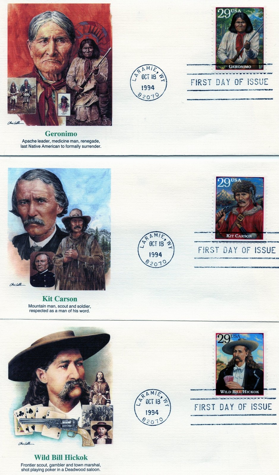 WWLF FLEETWOOD CACHET FDC LEGENDS OF THE WEST 2869a-t COMPLETE SET OF 20 COVERS