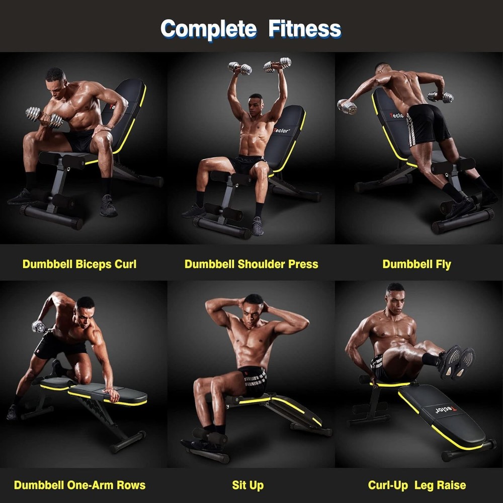 Foldable Adjustable Weight Bench - 10 Position Strength Trainer, 770LB Capacity