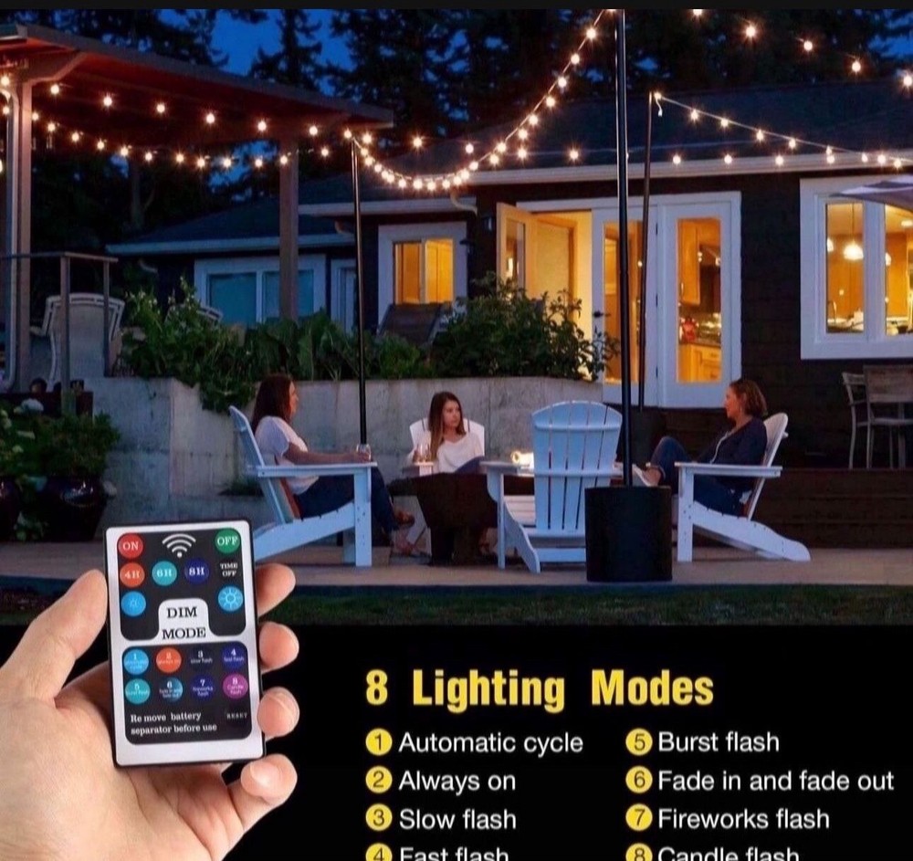 Outdoor String Lights, 96FT (2 Pack 48ft) Patio Lights with LED Black