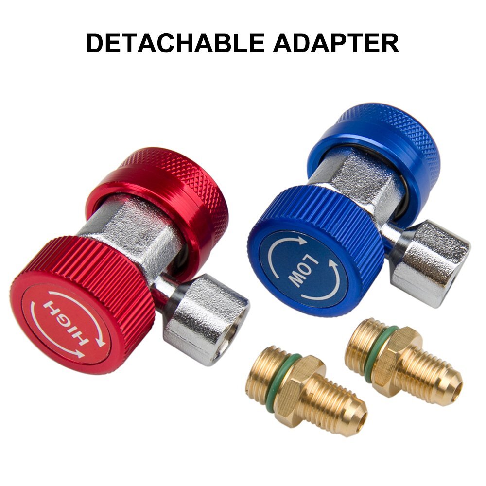 Adjustable A/C Quick Coupler Connector Adapter High Low Side 1/4" SAE HVAC