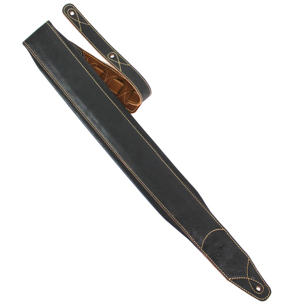 Walker & Williams C-22 Distressed Black Leather Double Padded Guitar Strap