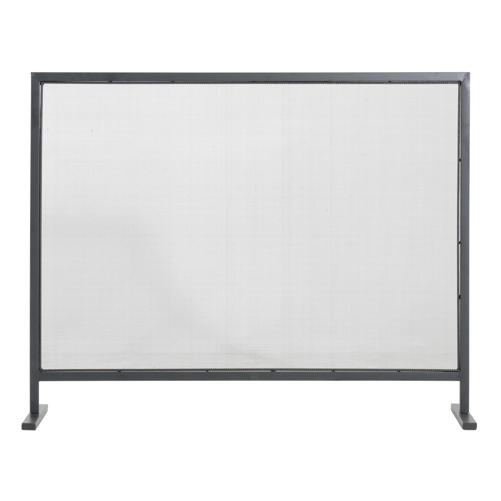 1-Panel Black Iron Fireplace Screen 38x30 Inch