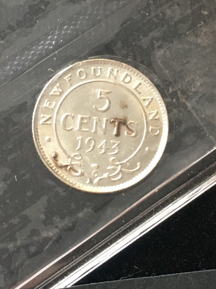 1943c, ICCS Graded Newfoundland Five Cent, **AU-55**