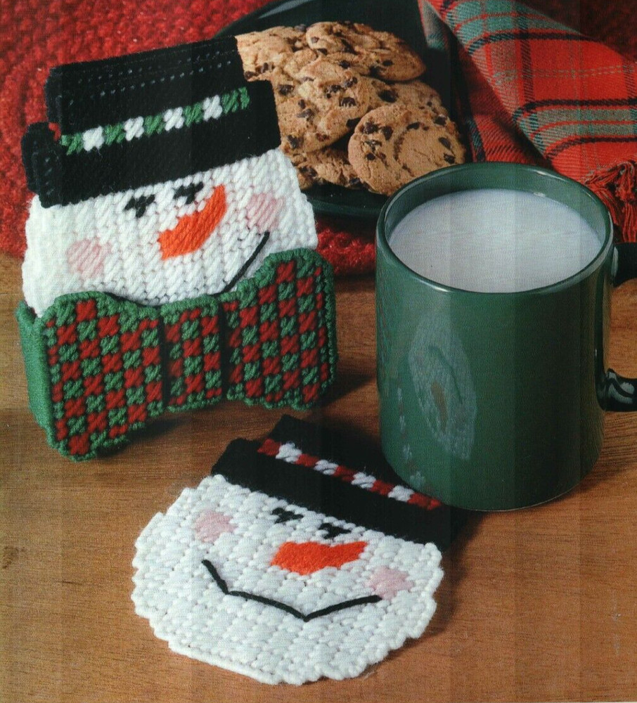 FROSTY FRIENDS COASTERS SNOWMEN CHRISTMAS PLASTIC CANVAS PATTERN INSTRUCTIONS
