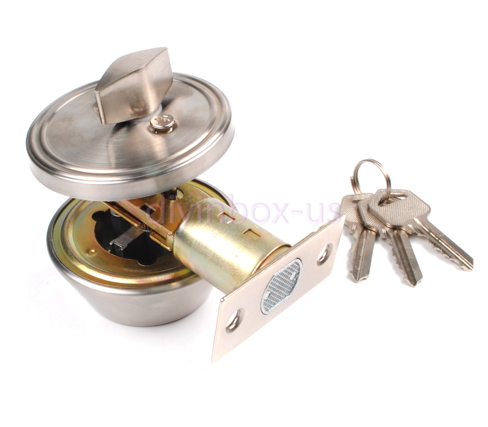 Silver Cylinder Deadbolt Door Lock Security Home Entry Handle Set with 3 keys