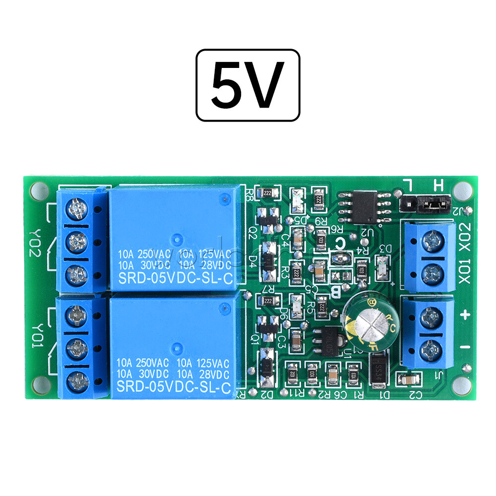 DC5V 12V 24V 10A 2-Way Self-Locking Interlock Relay Module Switch Controller DIY