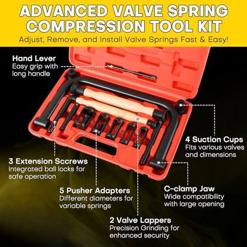 Valve Spring Compressor Kit with 4 Suction Cups | Valve Spring Removal Red