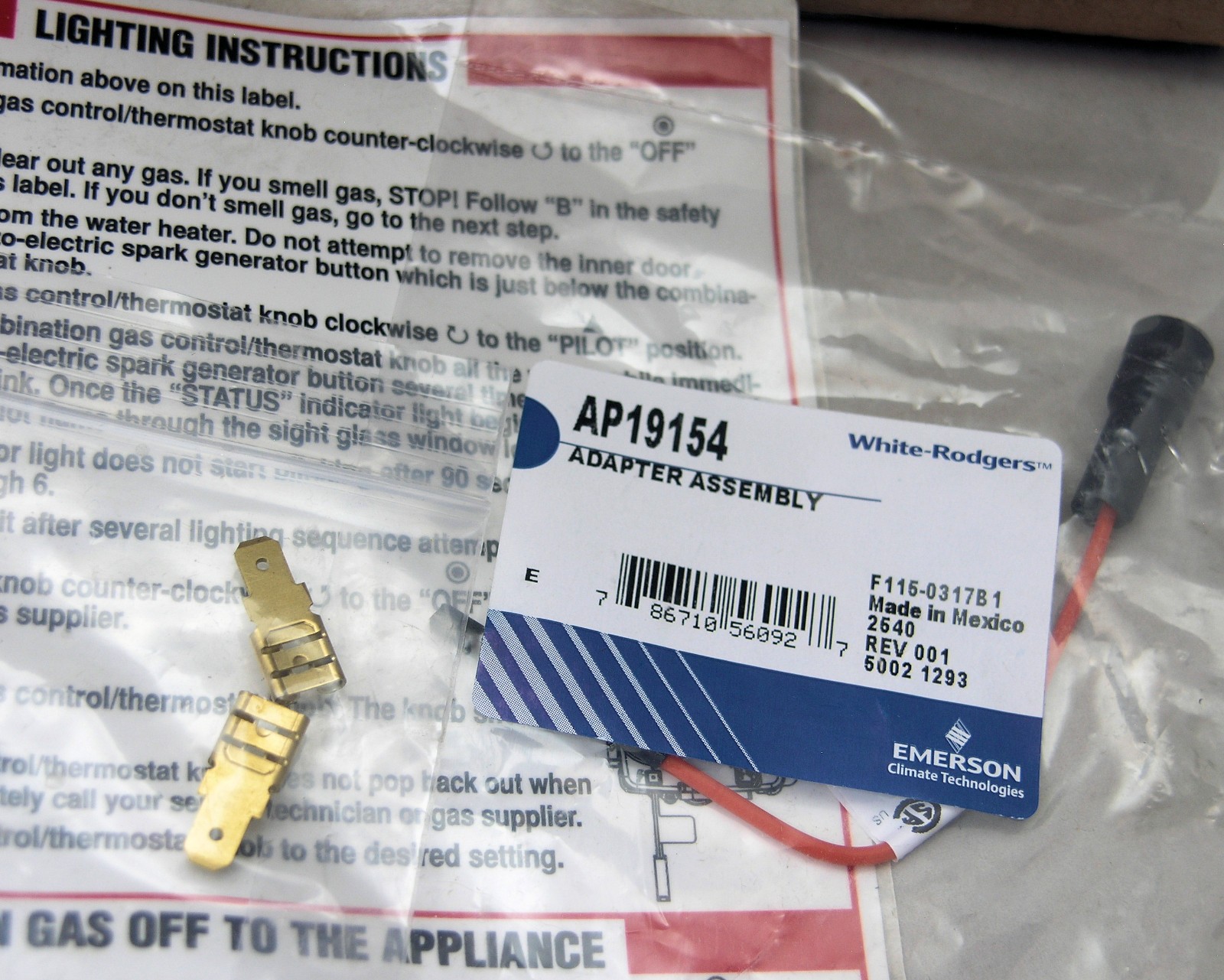 Rheem PROTECH Natural Gas Control Thermostat Replacement Kit SP21062A