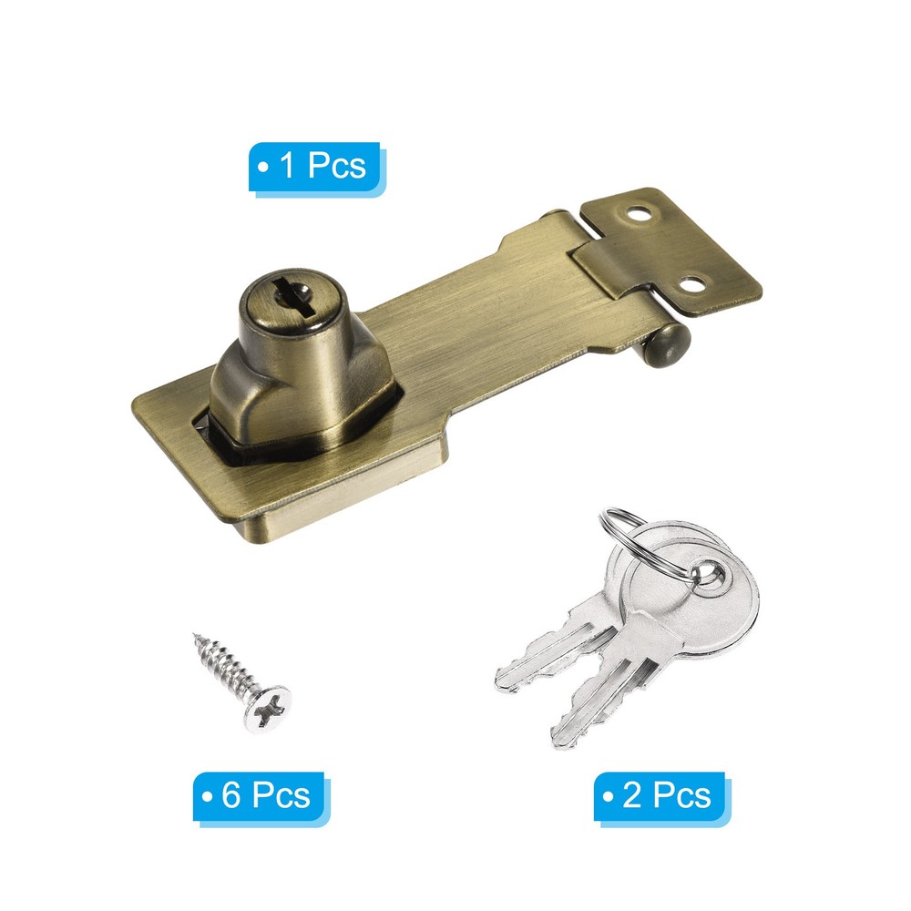 2.5Inch Keyed Hasp Locks Twist Knob Locking Keyed Different, Bronze