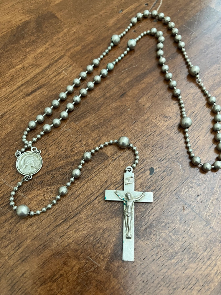 Vintage Catholic WWII Pull Chain Military Rosary ~ Lustern