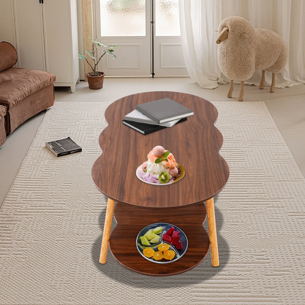 2 Tier Cloud-shaped Sofa Table Modern Coffee Table End Table for Home Office