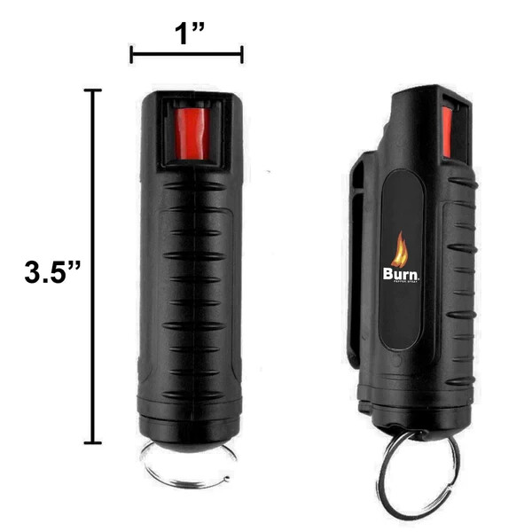 2 PACK BURN Pepper Spray 1/2oz Self Defense Keychain Security Case Black