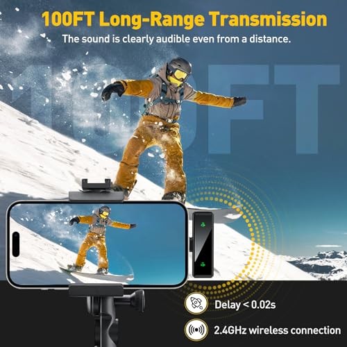 Wireless Lavalier Microphone for iPhone, Android, PC, USB C+Charging Case