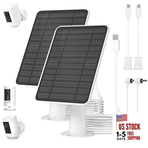 5W Solar Panel for Ring Camera, Solar Panel Charger Compatible for Ring-2 Pack