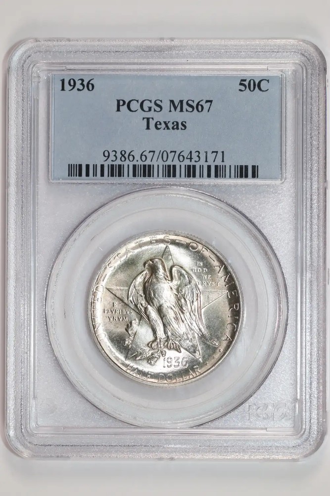 1936 TEXAS COMMEMORATIVE HALF DOLLAR PCGS MS67