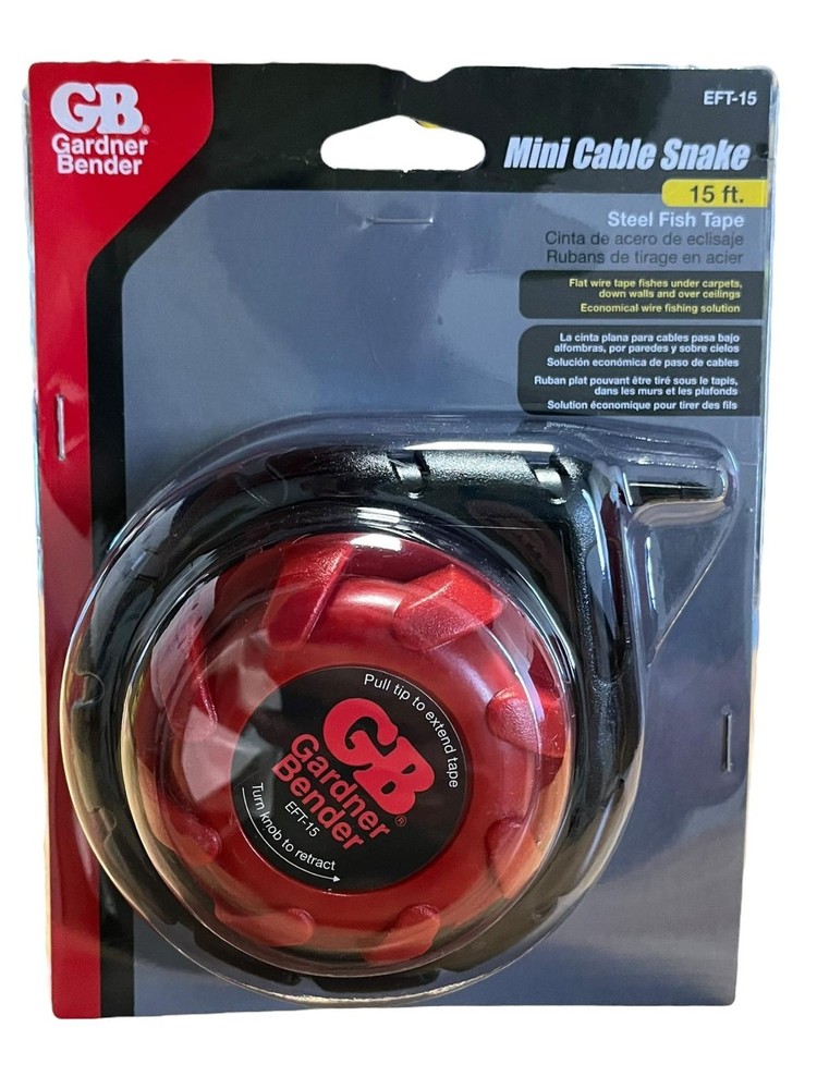 Gardner Bender EFT-15 Mini Cable Snake, 15 Ft Steel Fish Tape