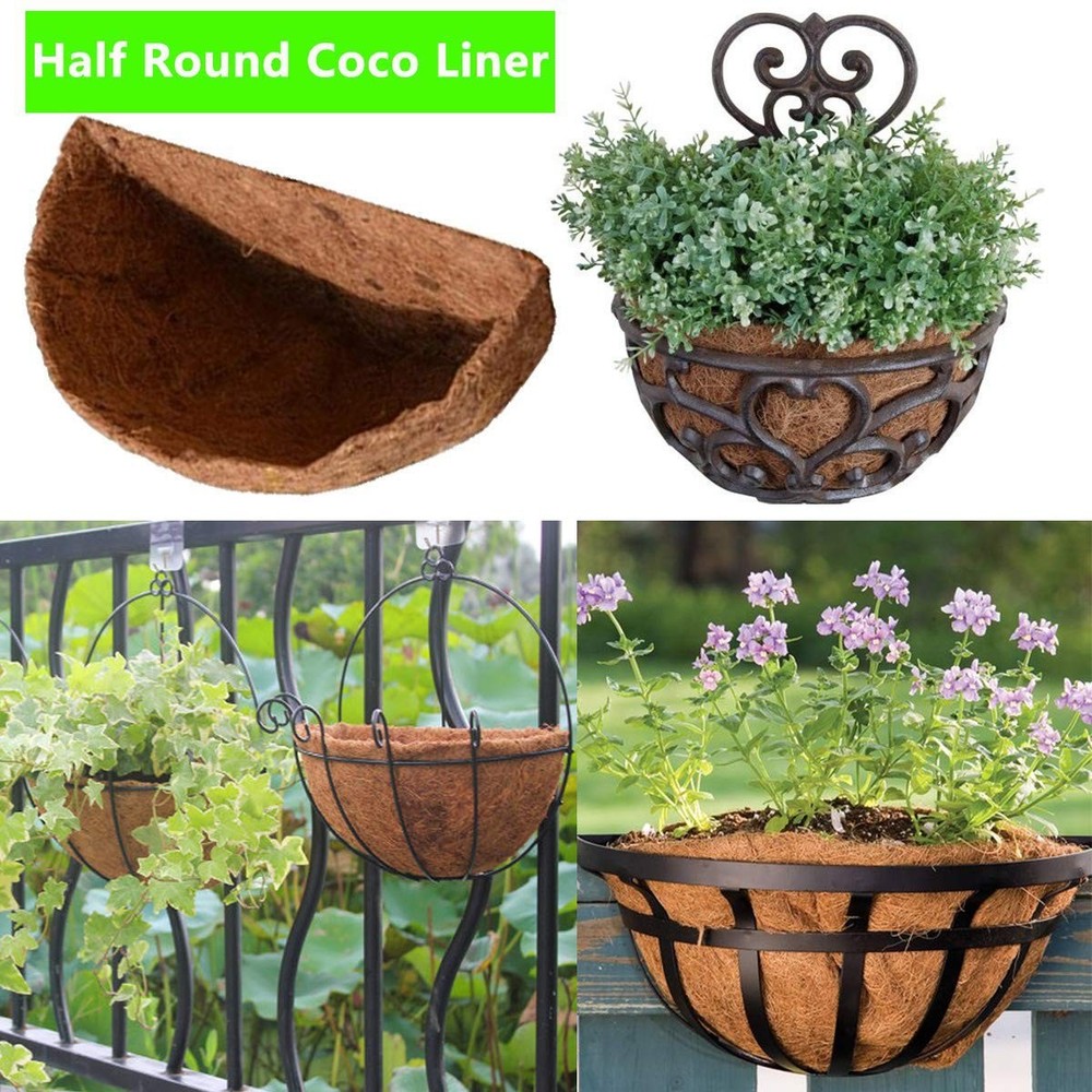 2 PCS 16" Half Round Coco Liner,Half Circle Wall Planter, Coco Fiber Replacem...