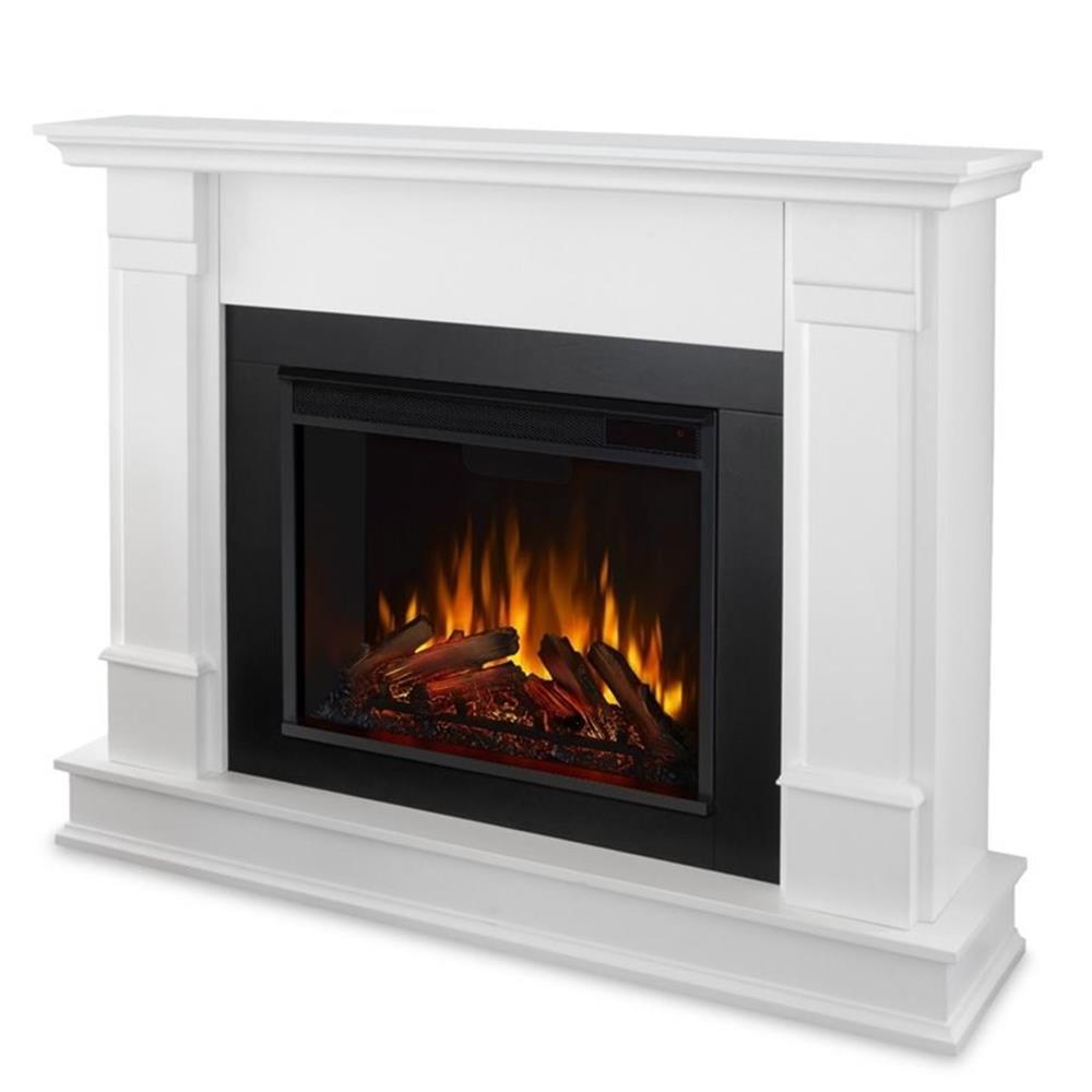Real Flame Silverton Contemporary Solid Wood Electric Fireplace in White