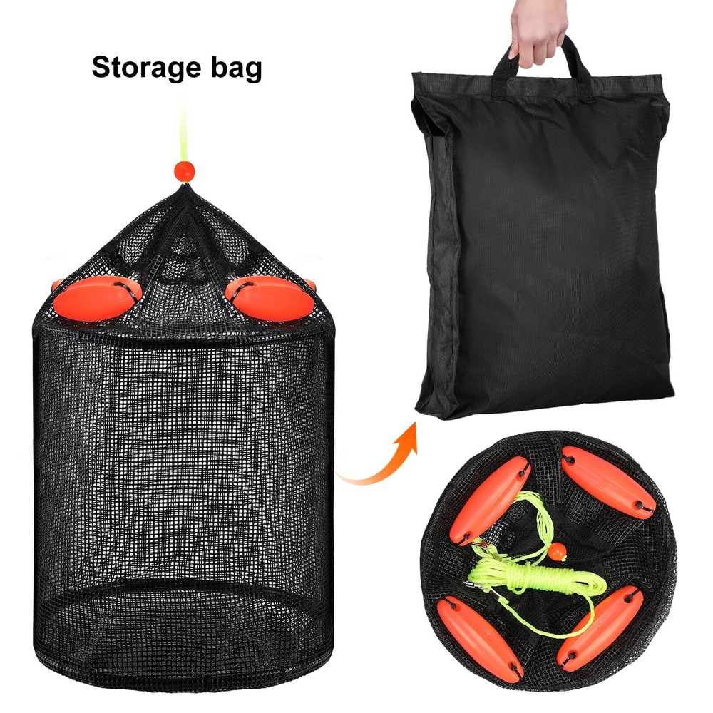 Extra Large Foldable Floating Fish Basket For Live Caught Fish Collapsible Mesh