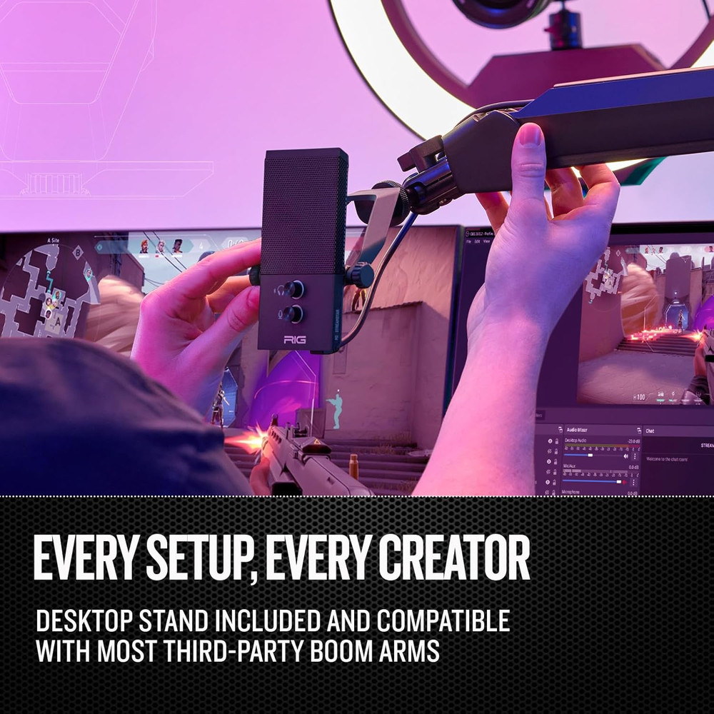 RIG M2 STREAMSTAR PRO HD | Wired USB Streaming Microphone with 24-Bit DAC and Bl