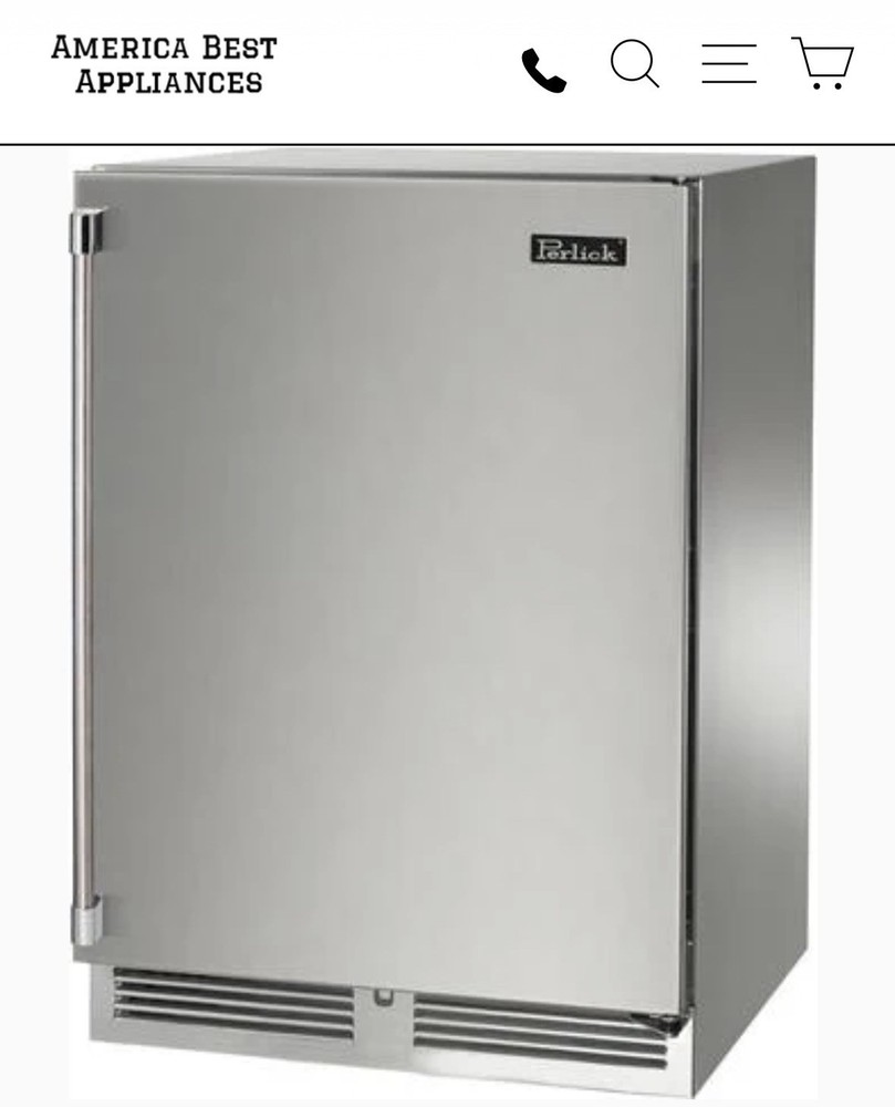 PERLICK 24" UNDERCOUNTER BUILT-IN REFRIGERATOR SOLID DOOR RIGHT HINGE  Hp24rs