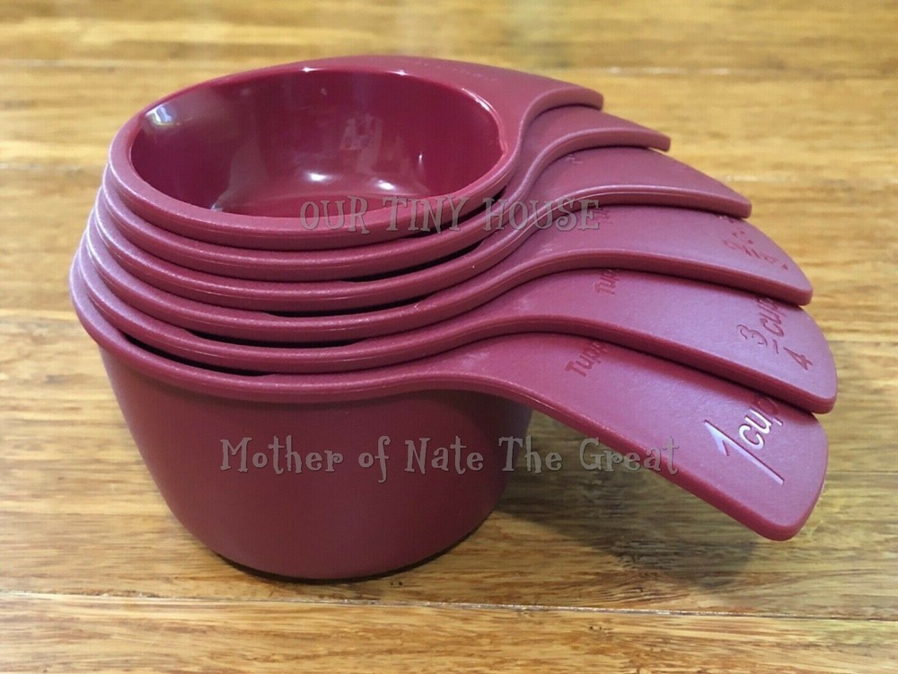 Tupperware Measuring Cups Set 6 Nesting Scoops Vineyard Burgundy Baking Tools