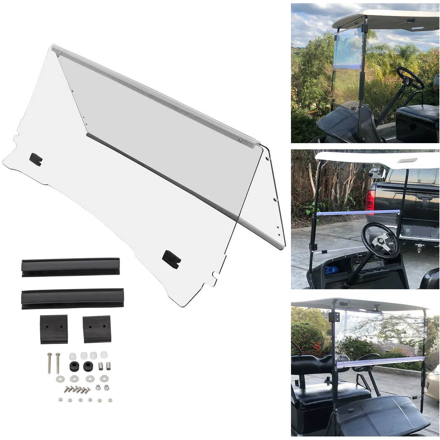 Folding Golf Cart Clear Windshield For EZGO TXT Medalist 1994-2014 2013