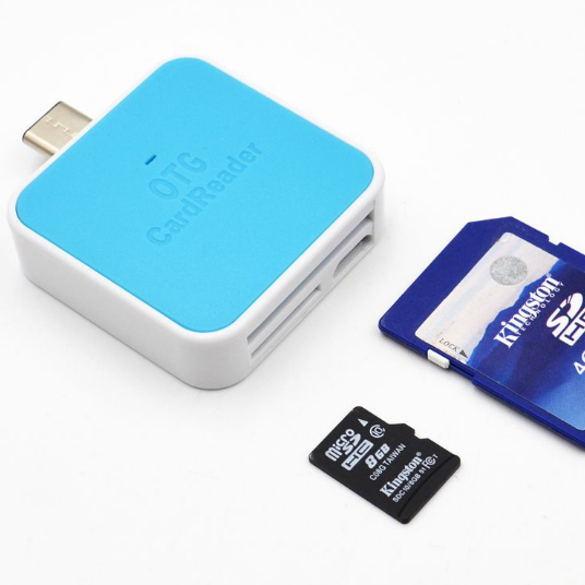 Portable Type-C Square-shaped Memory Card Reader MicroSD/SD Card OTG Card Reader