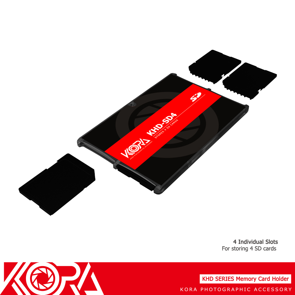 KORA Ultra-Slim Memory Card Case Holder Storage Protector fits 4SD Cards Compact