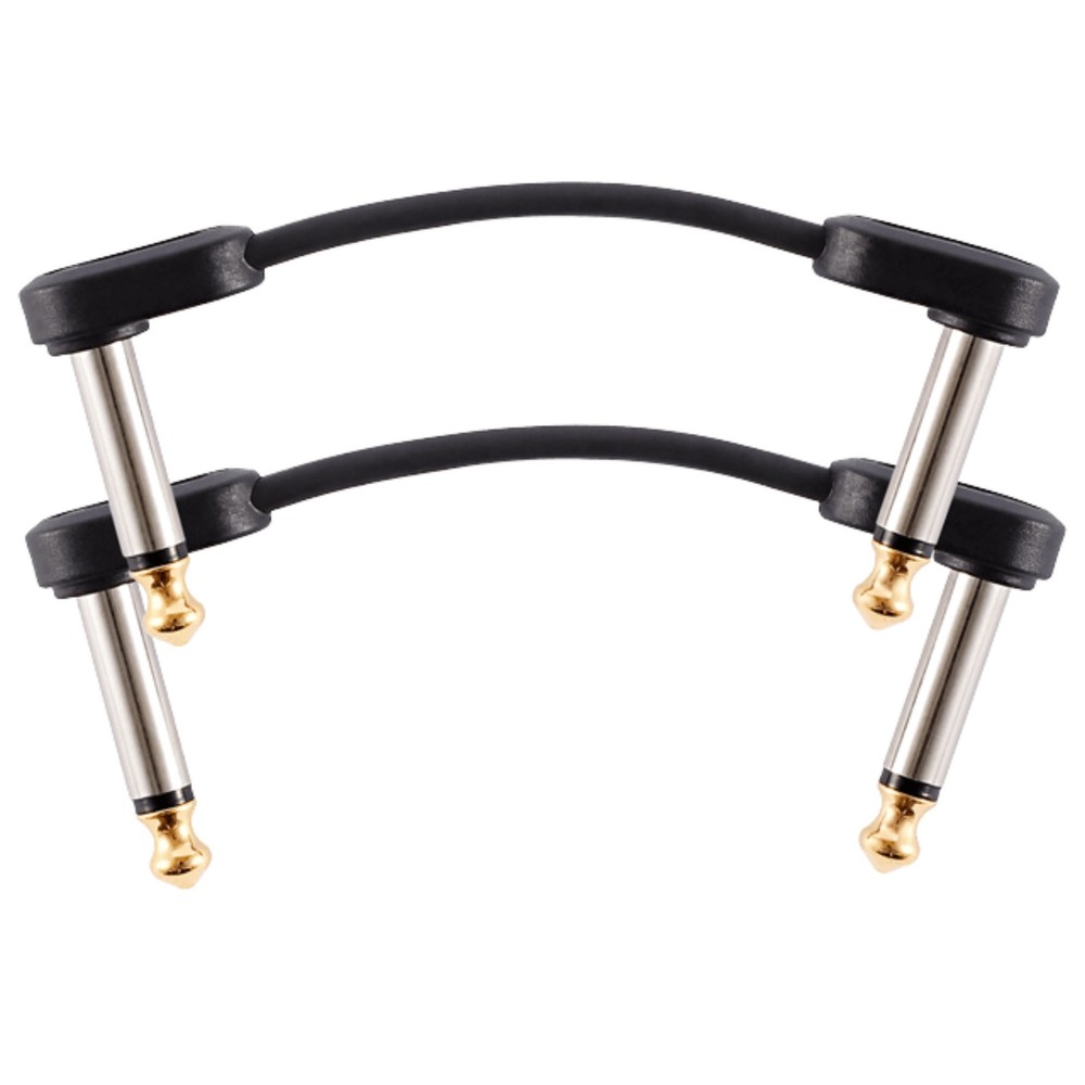 D'Addario Flat Patch 1/4" Right Angle Patch Cable, 2", 2-Pack