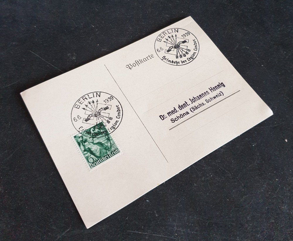 WW2 German Postal History: FDC Commemorating the Legion Condor's Return in 1939.