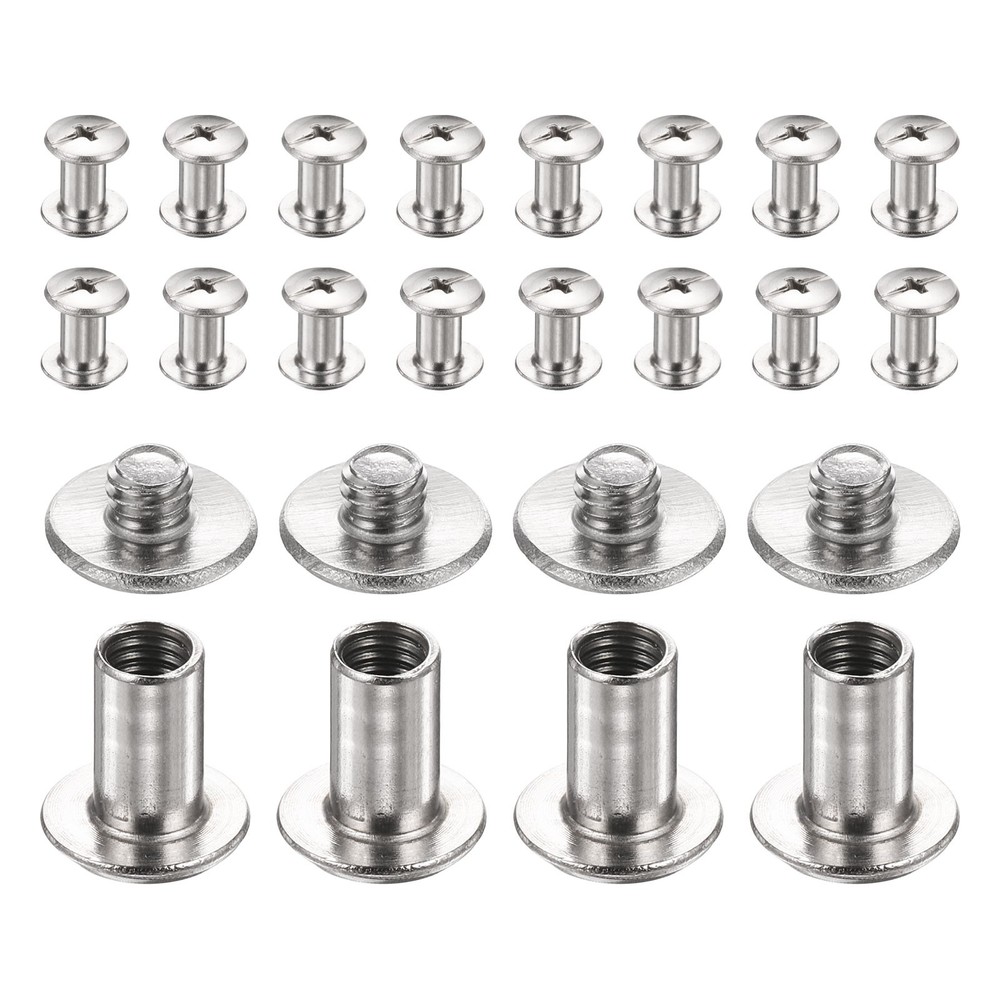 20set Phillips Chicago Screw M4x9mm Binding Post Screw, Silver